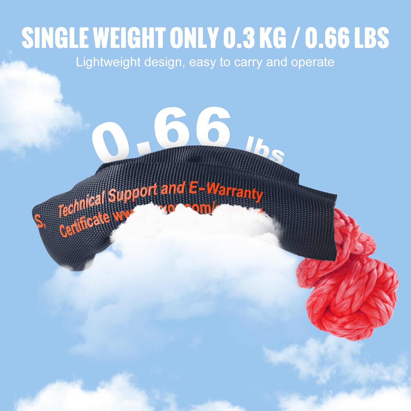 Bicycle Stands & Storage: VEVOR Synthetic Soft Shackle Rope, 2 Pack 12.7 x 558.8 mm 20 Ton Breaking Strength Recovery Tow Shackles with Extra 2 Sleeves and Storage Bag for UTV, ATV, Trucks, Jeep, Off-Road Vehicles Towing, Red