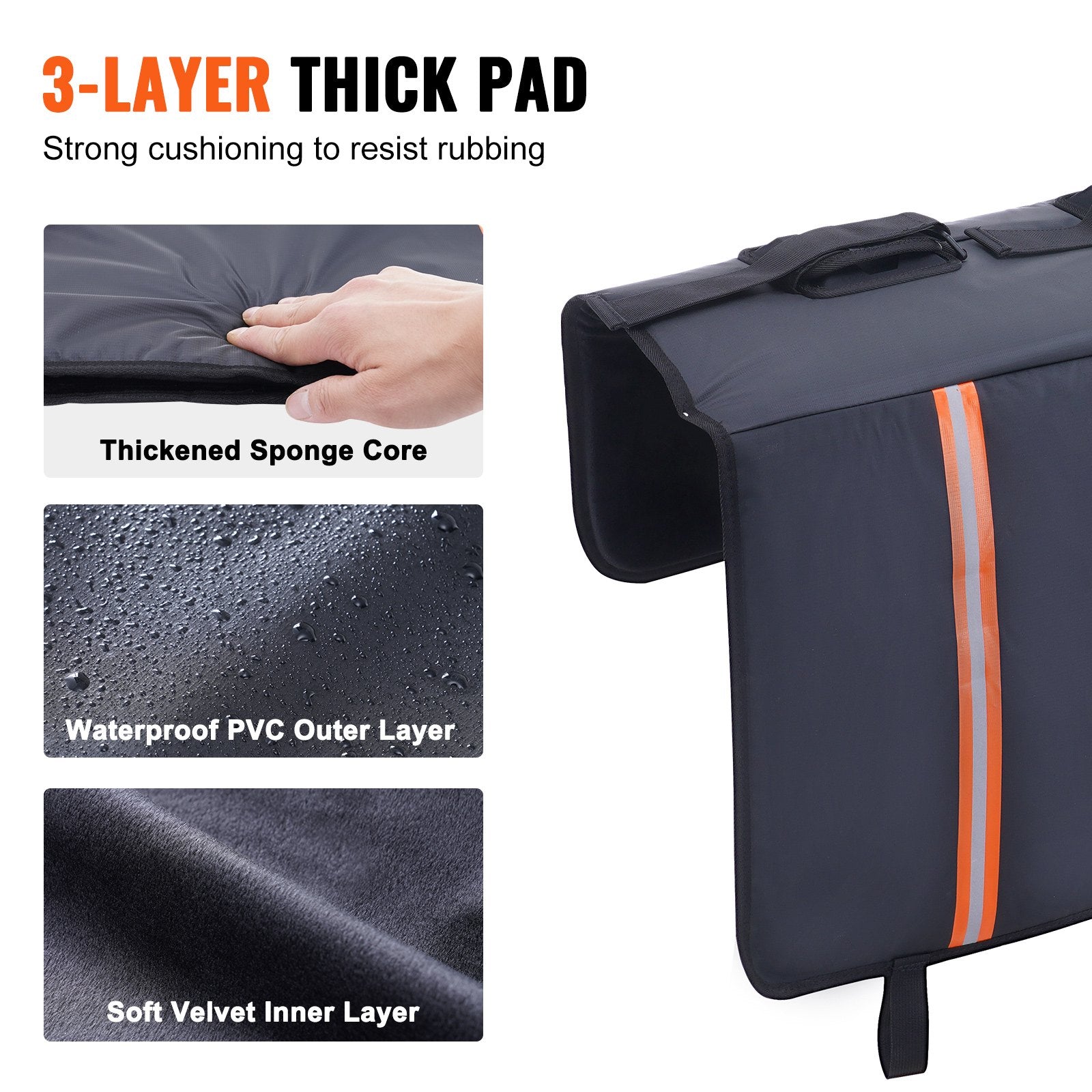 Bicycle Stands & Storage: VEVOR Tailgate Bike Pad, 62" Truck Tailgate Pad Carry 6 Mountain Bikes, Upgraded Grooves Tailgate Protection Pad with Reflective Strips and Tool Pockets, with Camera Opening for Most Pickup Trucks