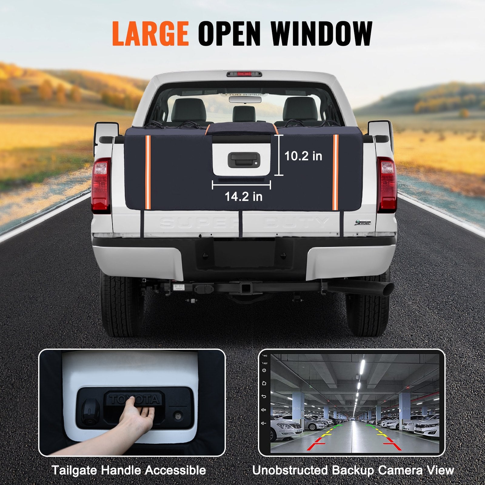 Bicycle Stands & Storage: VEVOR Tailgate Bike Pad, 62" Truck Tailgate Pad Carry 6 Mountain Bikes, Upgraded Grooves Tailgate Protection Pad with Reflective Strips and Tool Pockets, with Camera Opening for Most Pickup Trucks
