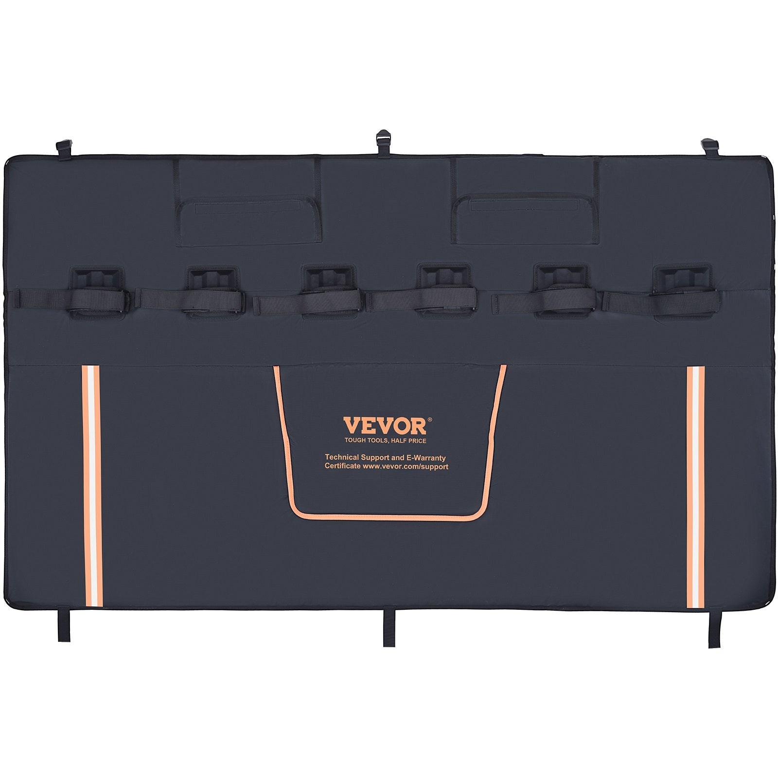 Bicycle Stands & Storage: VEVOR Tailgate Bike Pad, 62" Truck Tailgate Pad Carry 6 Mountain Bikes, Upgraded Grooves Tailgate Protection Pad with Reflective Strips and Tool Pockets, with Camera Opening for Most Pickup Trucks