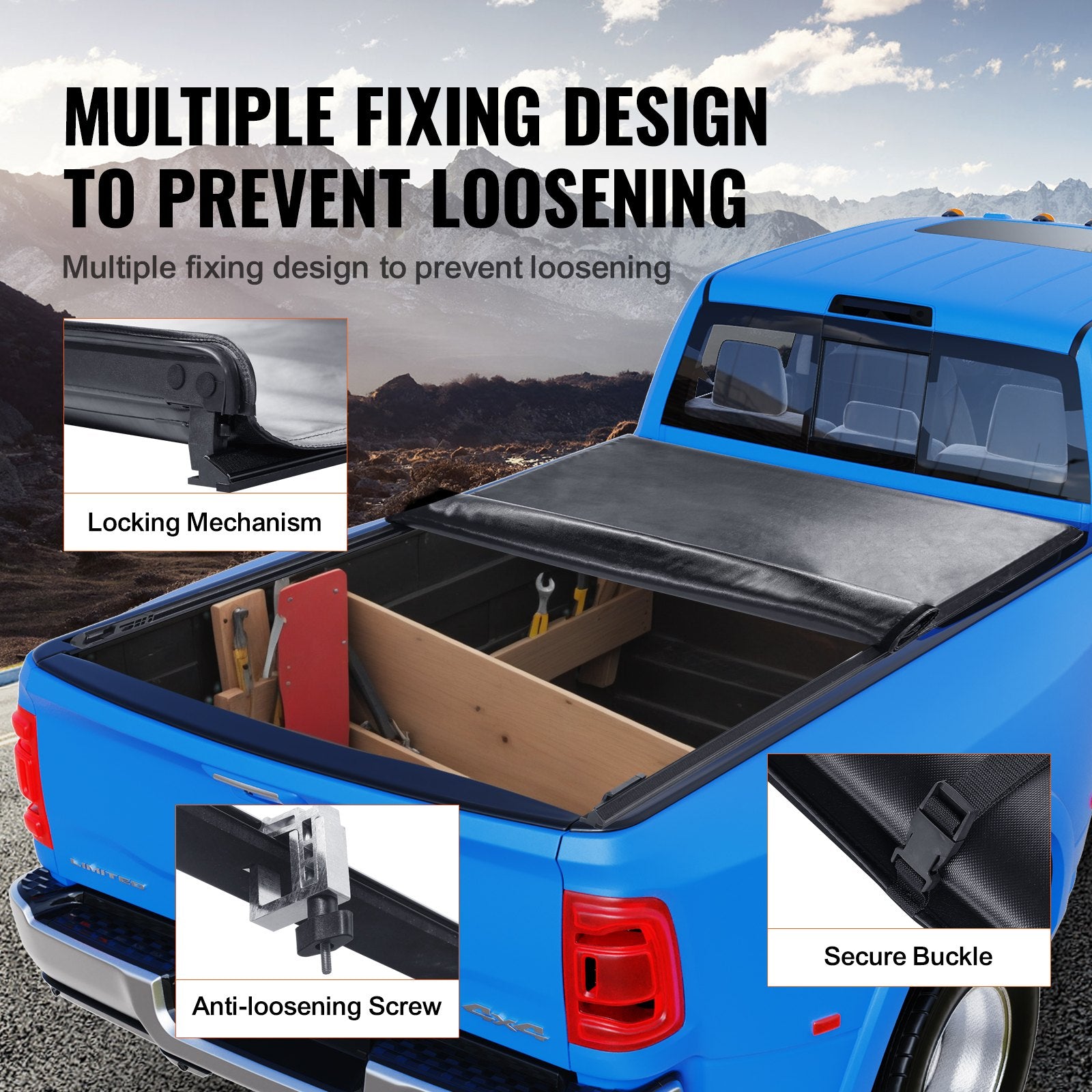 Caravan Accessories: VEVOR Truck Bed Cover, Roll Up Truck Bed Tonneau Cover, Compatible with 2002-2018 Dodge Ram 1500, 2003-2024 2500 3500, 2019-2024 Classic, for 6.4 x 5.5 ft Bed, Soft PVC material, Roll Up Tonneau Cover