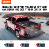 Caravan Accessories: VEVOR Truck Bed Cover, Roll Up Truck Bed Tonneau Cover, Compatible with 2019-2024 Chevy Silverado GMC Sierra 1500 (NOT FIT 19-24 Classic) Bed, for 1.8m x 1.6m Bed, Soft PVC, Roll Up Tonneau Cover