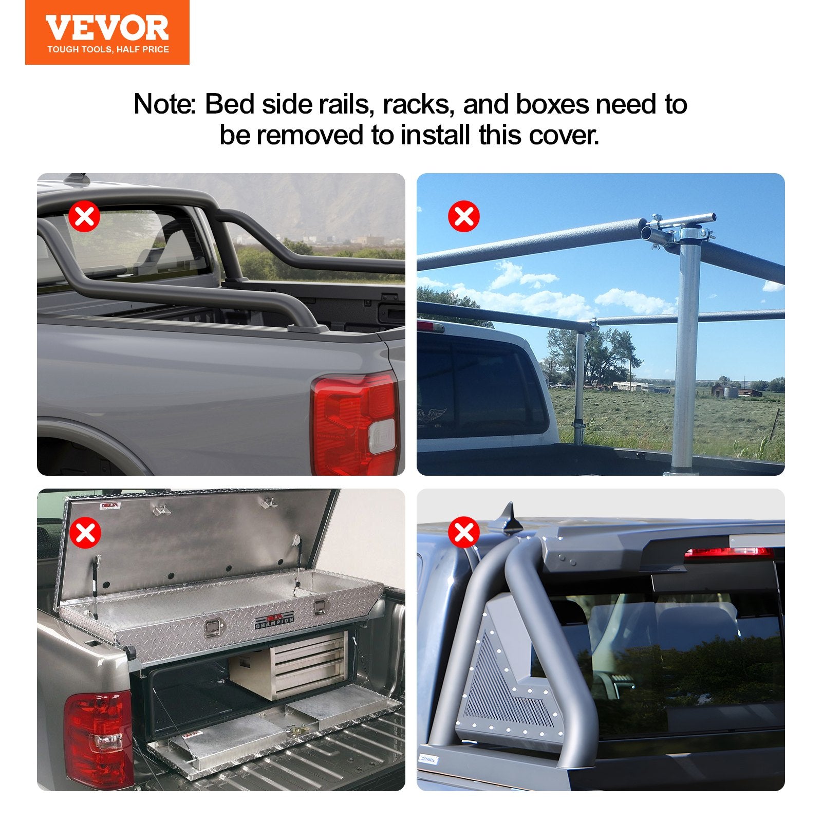 Truck Bed Cover, Roll Up Truck Bed Tonneau Cover, Compatible with 2019-2024 Chevy Silverado GMC Sierra 1500 (NOT FIT 19-24 Classic) Bed, for 1.8m x 1.6m Bed, Soft PVC, Roll Up Tonneau Cover