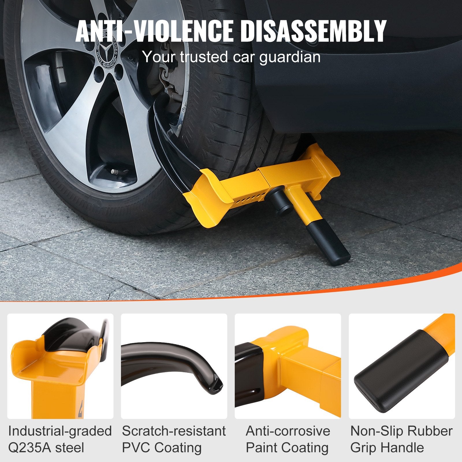 Wheel Lock, 2 Packs Universal Wheel Clamp Lock, Adjustable Anti Theft Trailer Lock Wheel Clamp, Heavy-duty Steel Tire Lock for ATV RV SUV Car Golf Cart Boats Motorcycles, with 6 Keys
