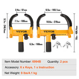 Automotive Repair & Speciality Tools: VEVOR Wheel Lock, 2 Packs Universal Wheel Clamp Lock, Adjustable Anti Theft Trailer Lock Wheel Clamp, Heavy-duty Steel Tire Lock for ATV RV SUV Car Golf Cart Boats Motorcycles, with 6 Keys