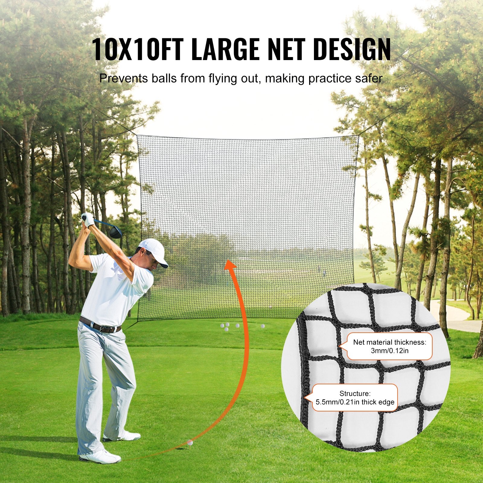 Activity Games: VEVOR 10x10ft Golf Practice Net Indoor Hitting Net for Baseball Hockey Soccer