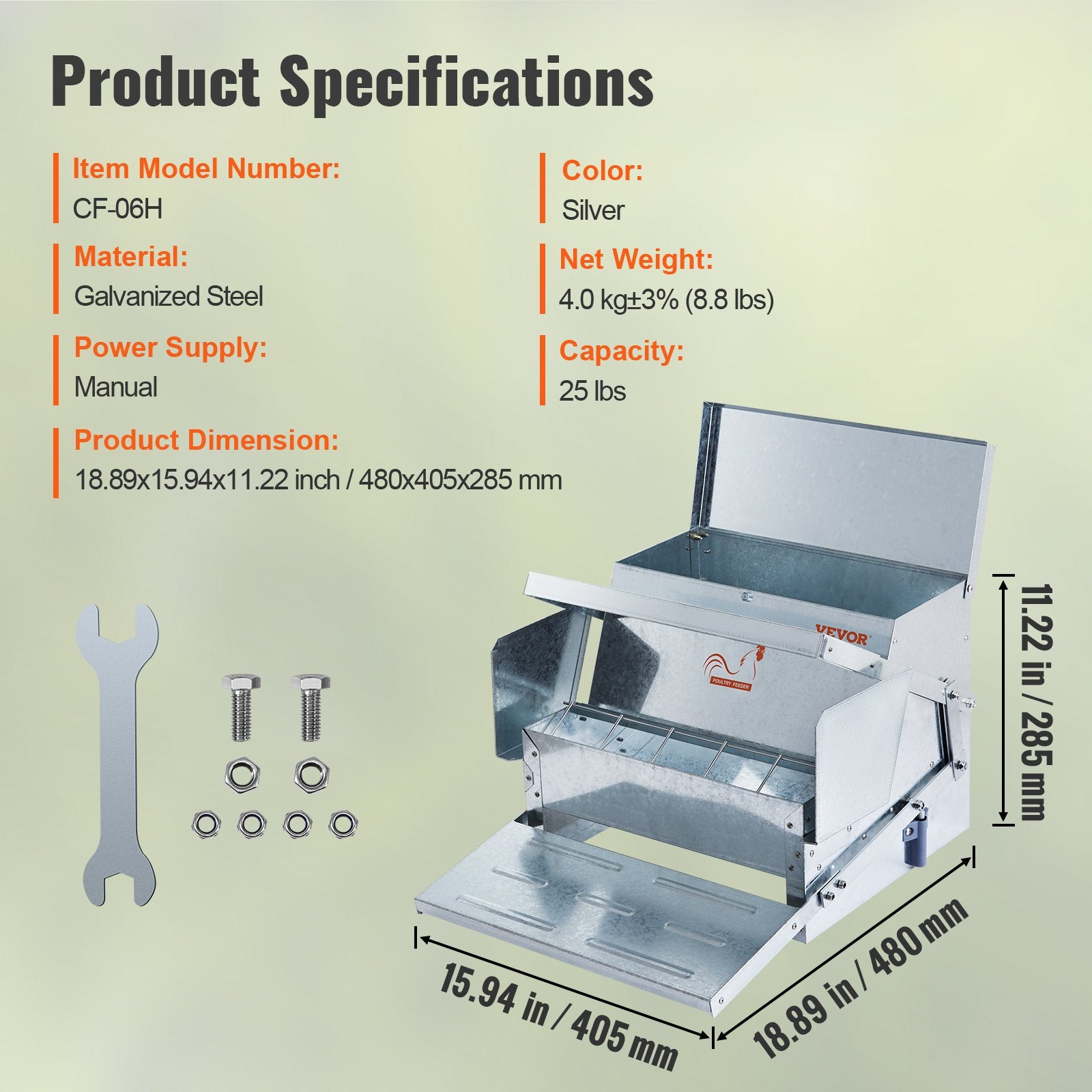 Farm Equipment: VEVOR Automatic Chicken Feeder Galvanized Steel Poultry Feeder 25 lb 10 Chickens