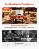 Cat Bowls, Feeders & Waterers: VEVOR Automatic Chicken Feeder, 38.56 kg Capacity, 6 Feeding Ports No-Waste Poultry Feeder with Built-In Divider, with Latch & Handle, Metal Construction, for Chickens Bantams Pheasants Poultry Coop