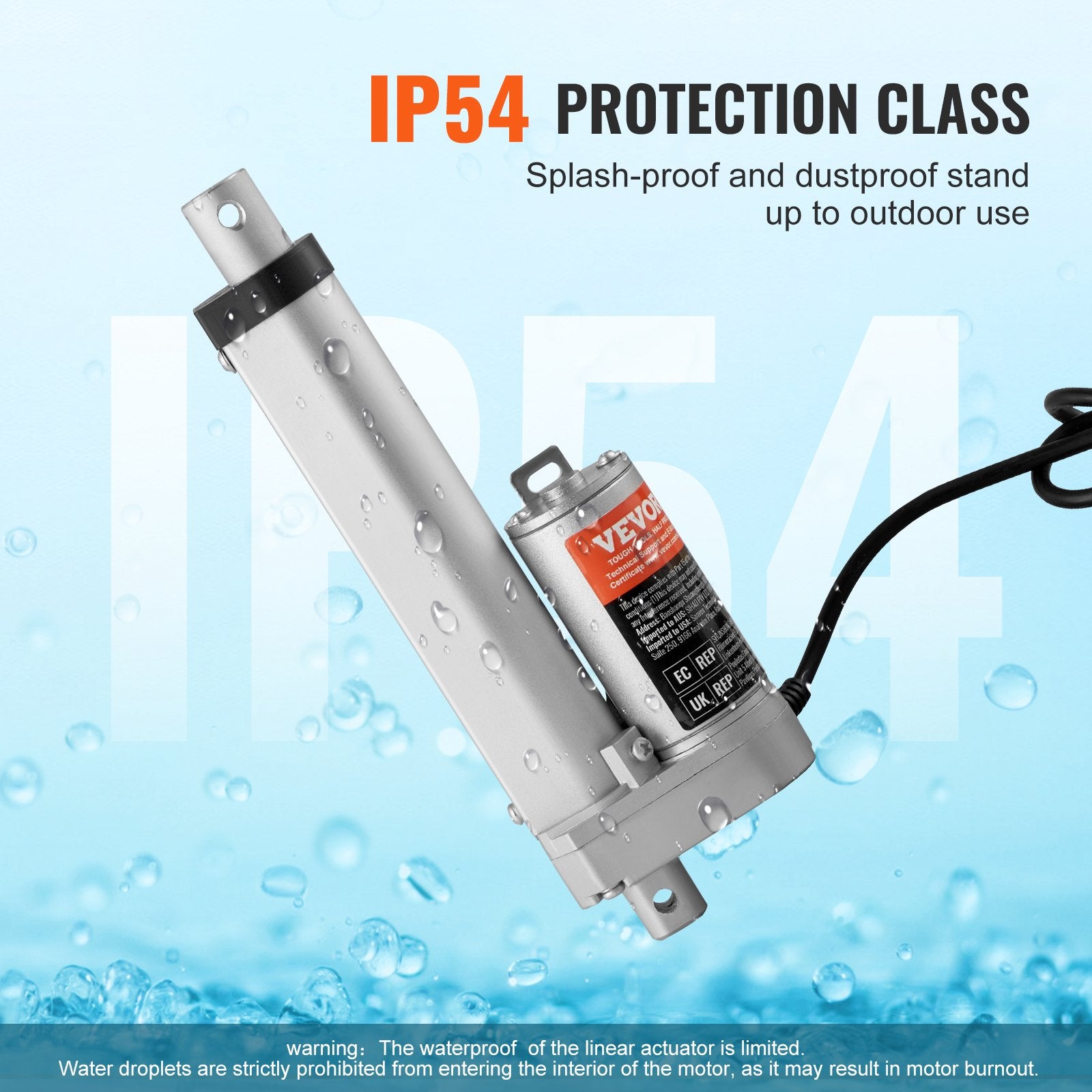 Animal Traps: VEVOR Linear Actuator 12V, 4 Inch High Load 330lbs/1500N Linear Actuator, 0.19"/s Linear Motion Actuator with Mounting Bracket and IP54 Protection