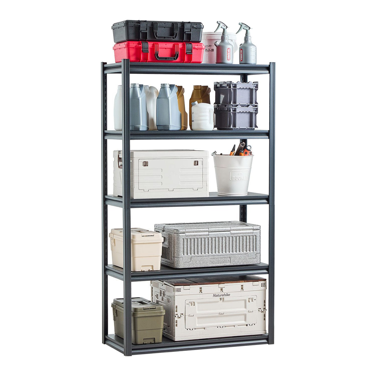 Storage Shelves, 2000 lbs, 5 Tier Garage Storage Shelving, 18" D x 40" W x 72" H Adjustable Metal Shelves for Garage Shelves Utility Rack Shelf, Ideal for Kitchen, Warehouse, Basement, Black