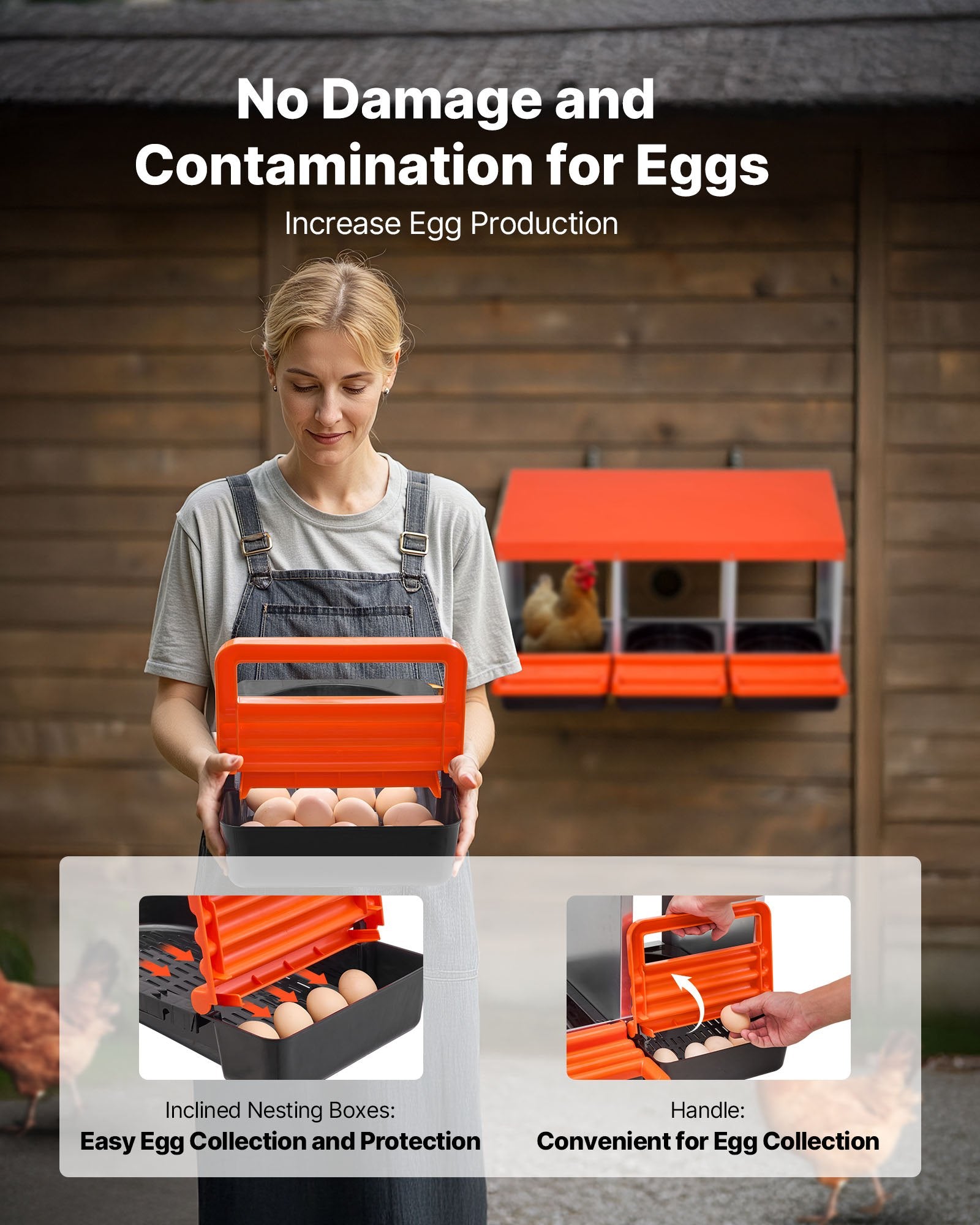 Coop & Hutch Accessories: VEVOR Chicken Nest Box, 3-Compartment, 15 to 30 in Stable & Corrosion-Resistant Metal Nesting Boxes with Inclined Nesting Boxes, Bottom Holes & Resting Platform, Fit for Different Chicken Breeds