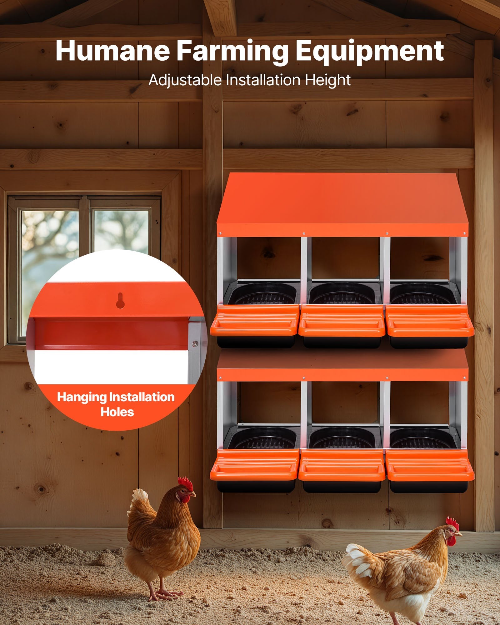 Coop & Hutch Accessories: VEVOR Chicken Nest Box, 3-Compartment, 15 to 30 in Stable & Corrosion-Resistant Metal Nesting Boxes with Inclined Nesting Boxes, Bottom Holes & Resting Platform, Fit for Different Chicken Breeds