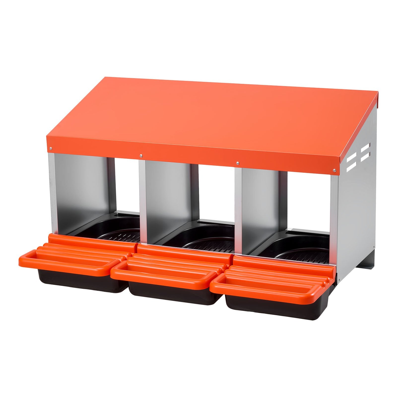 Coop & Hutch Accessories: VEVOR Chicken Nest Box, 3-Compartment, 15 to 30 in Stable & Corrosion-Resistant Metal Nesting Boxes with Inclined Nesting Boxes, Bottom Holes & Resting Platform, Fit for Different Chicken Breeds