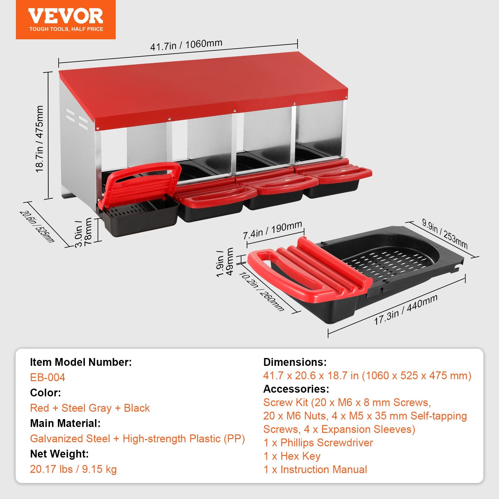 Coop & Hutch Accessories: VEVOR 4-Compartment Chicken Nest Box Metal Box with Inclined Nesting Boxes