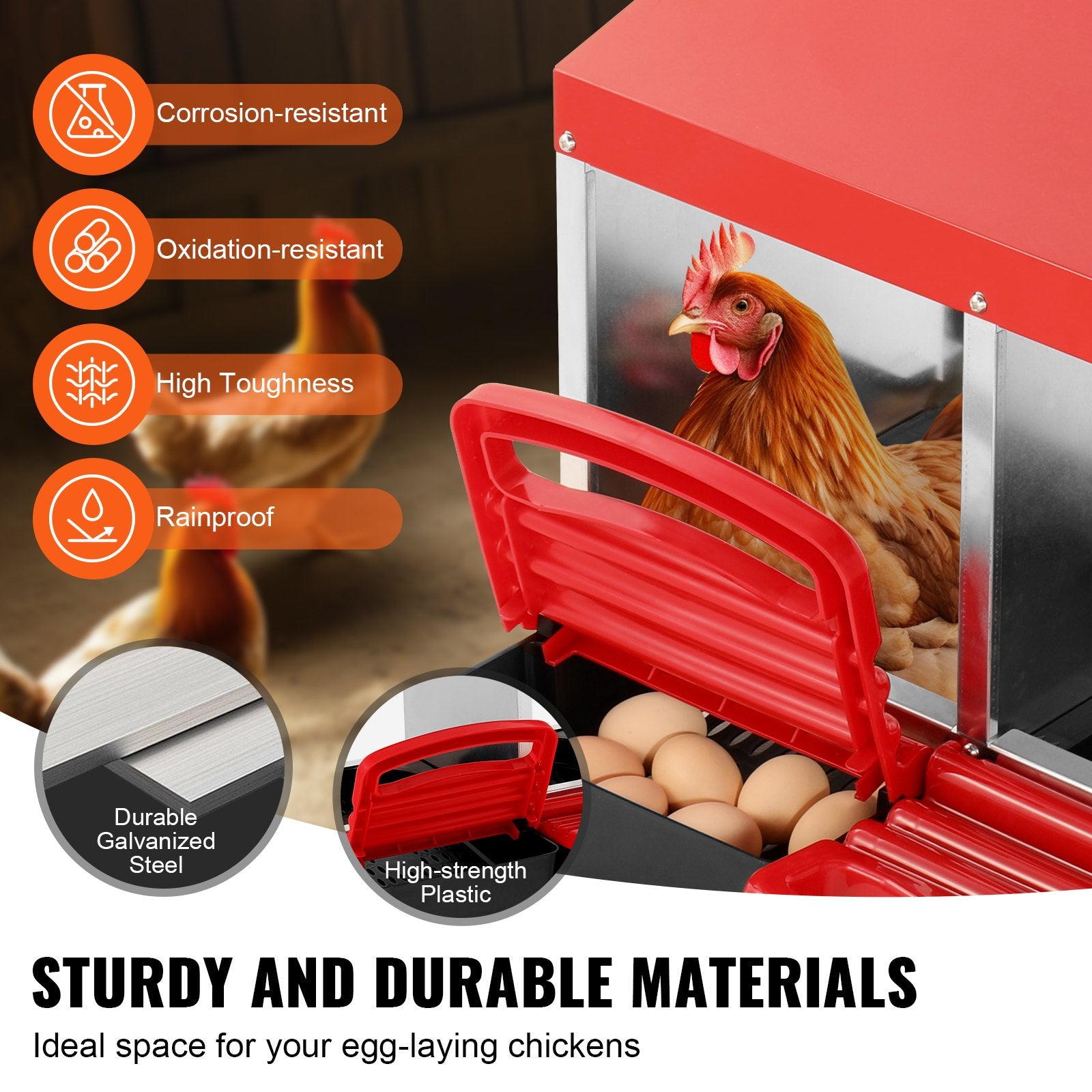 Basketball & Basketball Accessories: VEVOR 10-Compartment Chicken Nest Box Mental Box with Inclined Nesting Boxes
