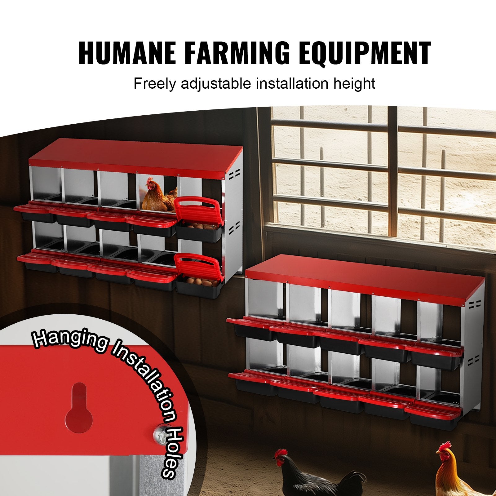 Basketball & Basketball Accessories: VEVOR 10-Compartment Chicken Nest Box Mental Box with Inclined Nesting Boxes