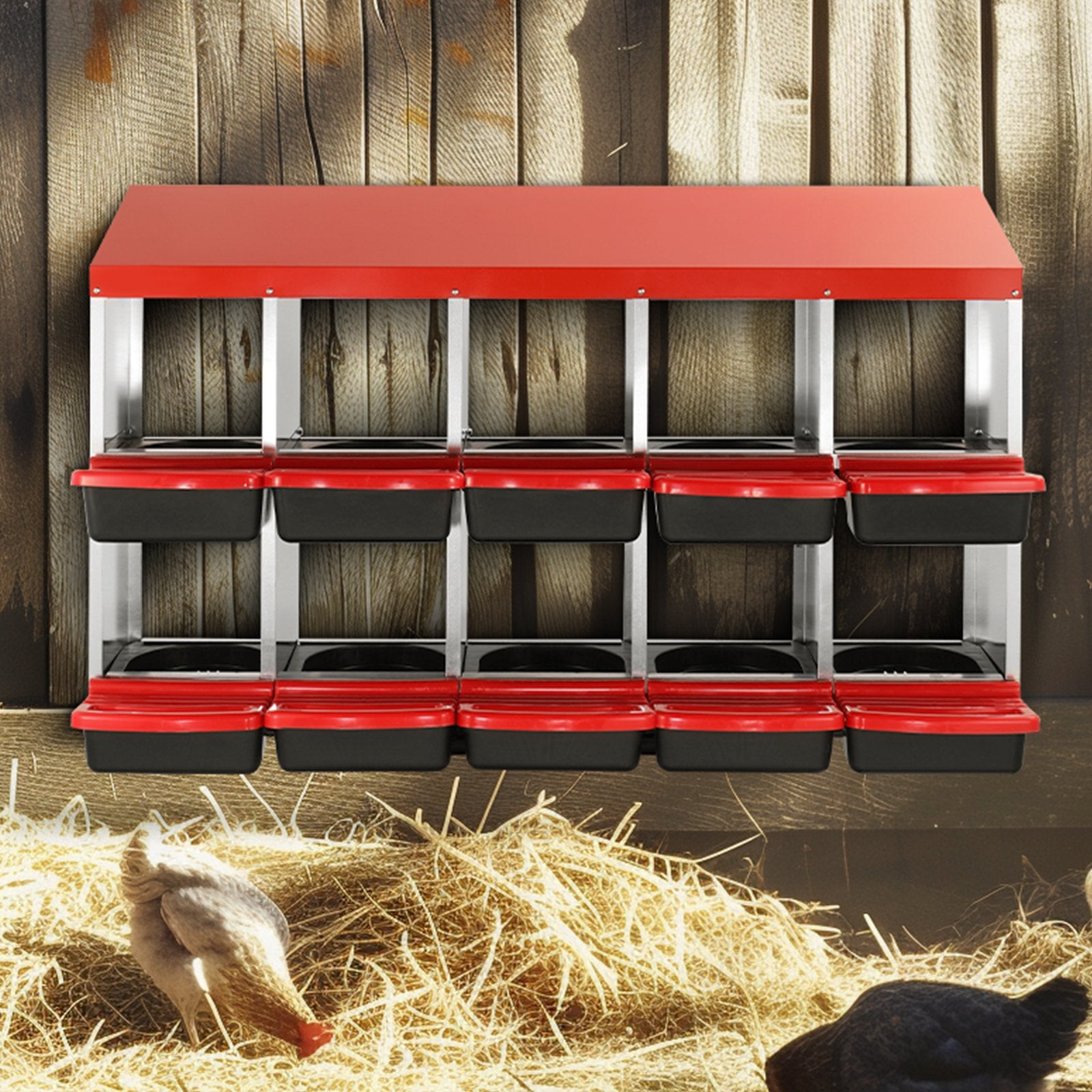 Basketball & Basketball Accessories: VEVOR 10-Compartment Chicken Nest Box Mental Box with Inclined Nesting Boxes