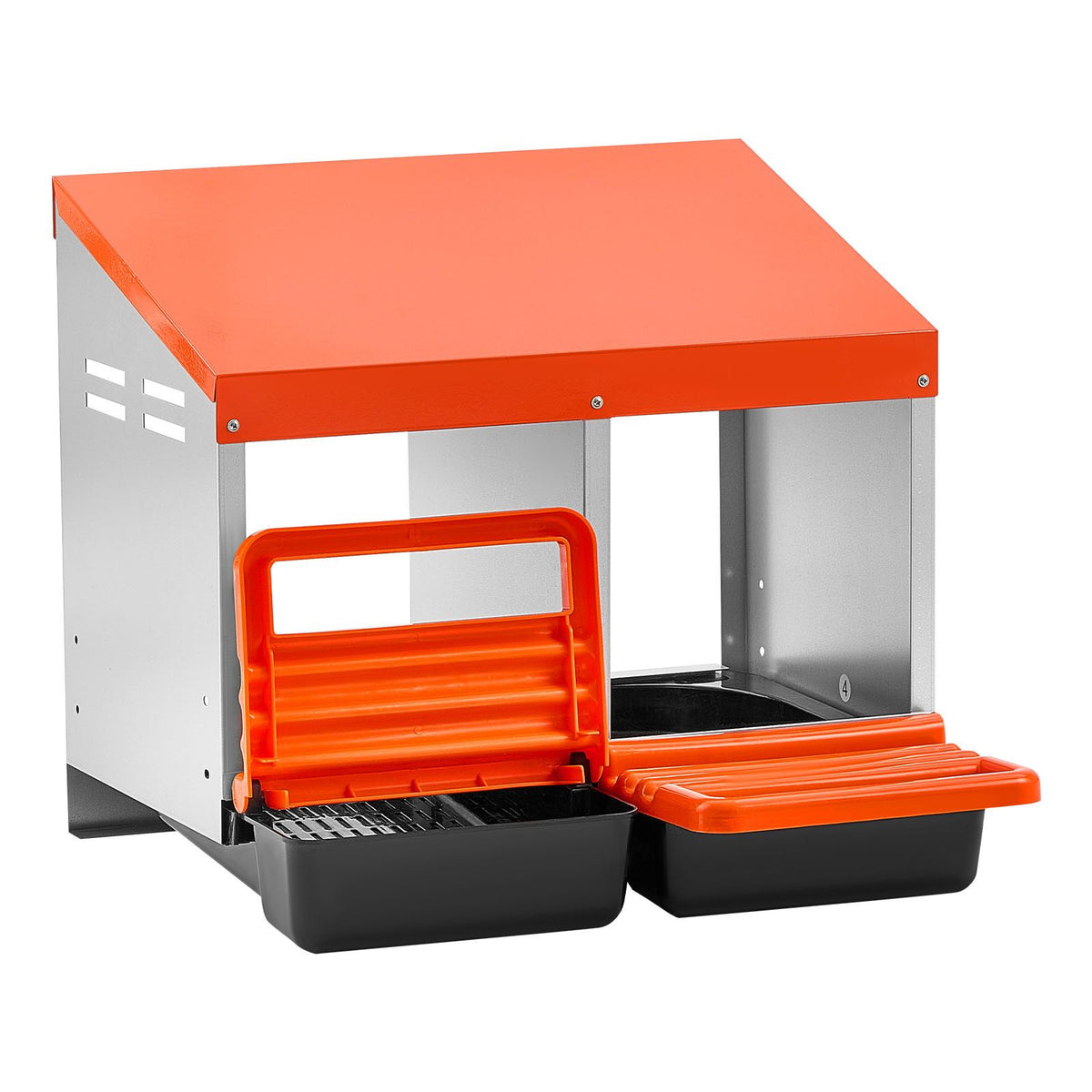 Chicken Nesting Boxes, 2 Compartments, Easy Egg Collection, Wall Mount, Easy to Assemble, Galvanized Steel and High-Strength Plastic, Roll Away Nesting Boxes for Chickens Laying Eggs, Orange