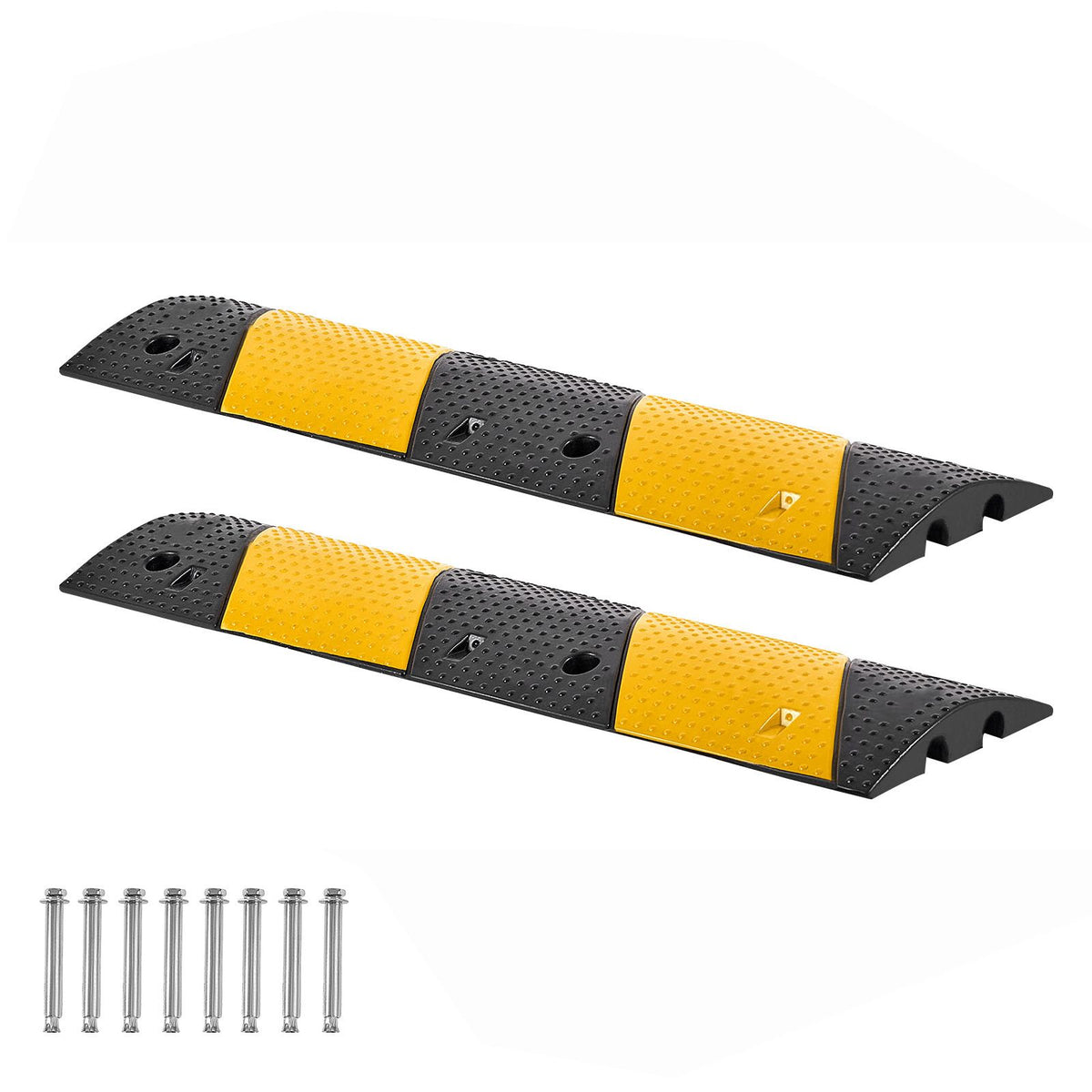 1000MM Rubber Speed Bump, 2 Pack, 2 Channel Heavy Duty Traffic Speed Hump, 9,979 kg/Axle Load Capacity, Cable Protector Ramp with Expansion Screws, for Asphalt Concrete Gravel Driveway and Road
