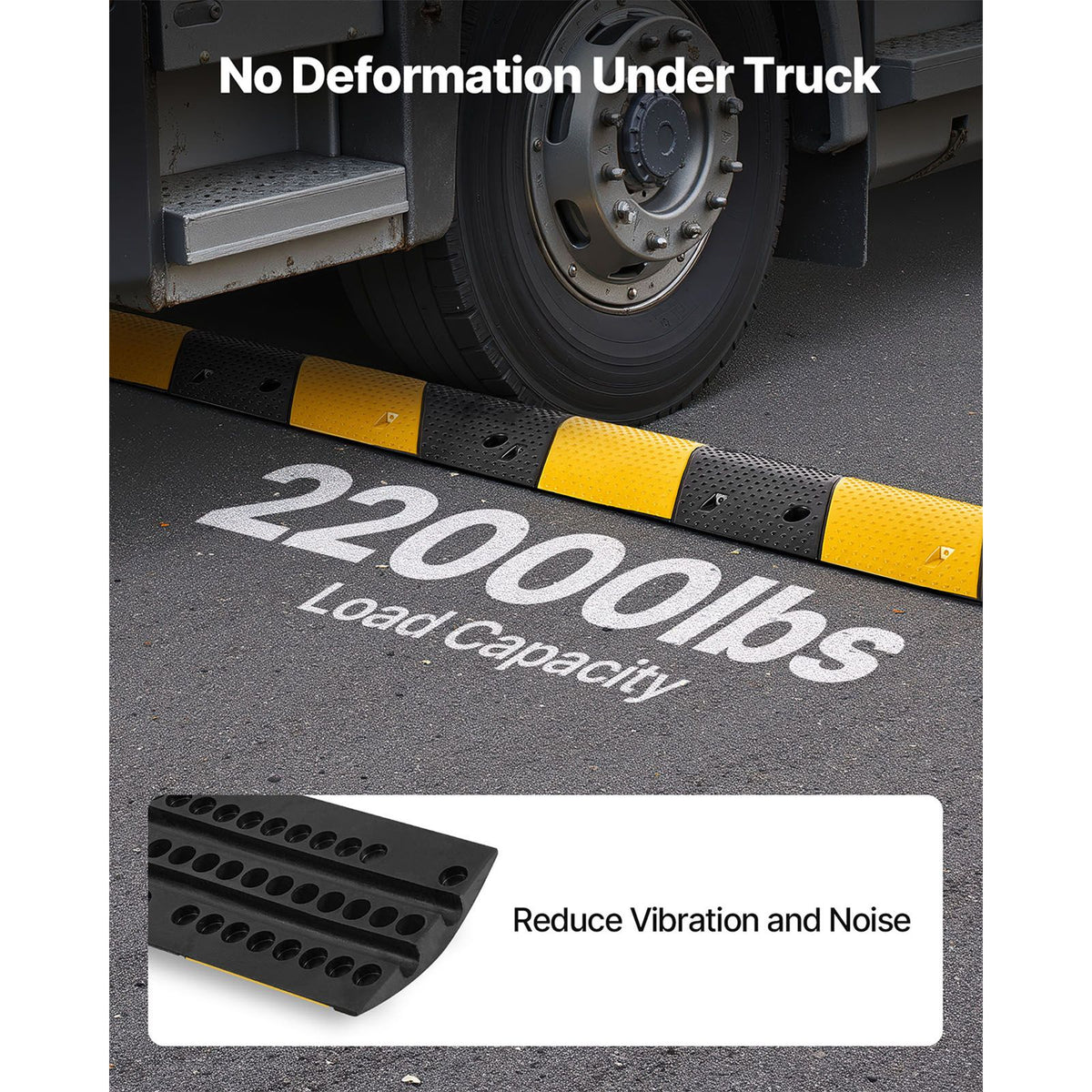 1000MM Rubber Speed Bump, 2 Pack, 2 Channel Heavy Duty Traffic Speed Hump, 9,979 kg/Axle Load Capacity, Cable Protector Ramp with Expansion Screws, for Asphalt Concrete Gravel Driveway and Road