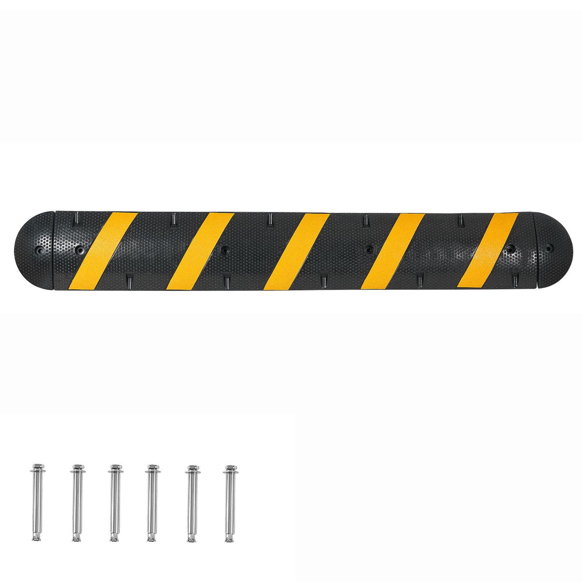 1830MM Rubber Speed Bump, 2 Channel, Heavy Duty Traffic Speed Hump, 9,979 kg/axle Load Capacity, Cable Protector Ramp with Expansion Screws, for Asphalt Concrete Gravel Driveway Road, 1 Pack
