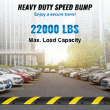 Automotive Decor: VEVOR 6 ft Rubber Speed Hump, 2 Channel, 10000 kg/axle Load Capacity Heavy Duty Traffic Speed Bump, with High Reflective Yellow Strip 4 Expansion Screws and 1 Drill, for Asphalt Concrete Gravel Roads