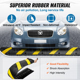 Automotive Decor: VEVOR 6 ft Rubber Speed Hump, 2 Channel, 10000 kg/axle Load Capacity Heavy Duty Traffic Speed Bump, with High Reflective Yellow Strip 4 Expansion Screws and 1 Drill, for Asphalt Concrete Gravel Roads