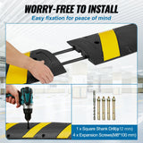 Automotive Decor: VEVOR 6 ft Rubber Speed Hump, 2 Channel, 10000 kg/axle Load Capacity Heavy Duty Traffic Speed Bump, with High Reflective Yellow Strip 4 Expansion Screws and 1 Drill, for Asphalt Concrete Gravel Roads