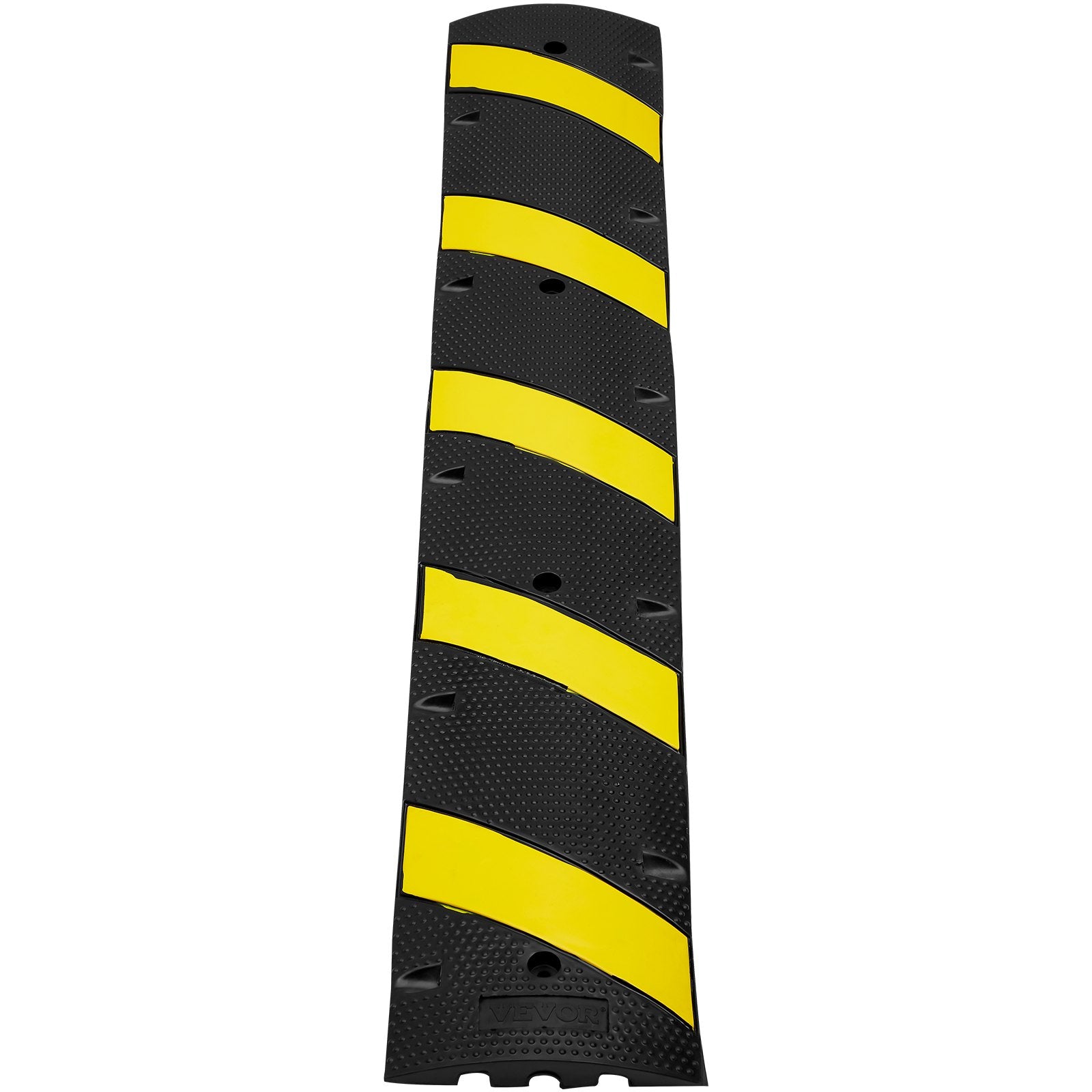 Automotive Decor: VEVOR 6 ft Rubber Speed Hump, 2 Channel, 10000 kg/axle Load Capacity Heavy Duty Traffic Speed Bump, with High Reflective Yellow Strip 4 Expansion Screws and 1 Drill, for Asphalt Concrete Gravel Roads
