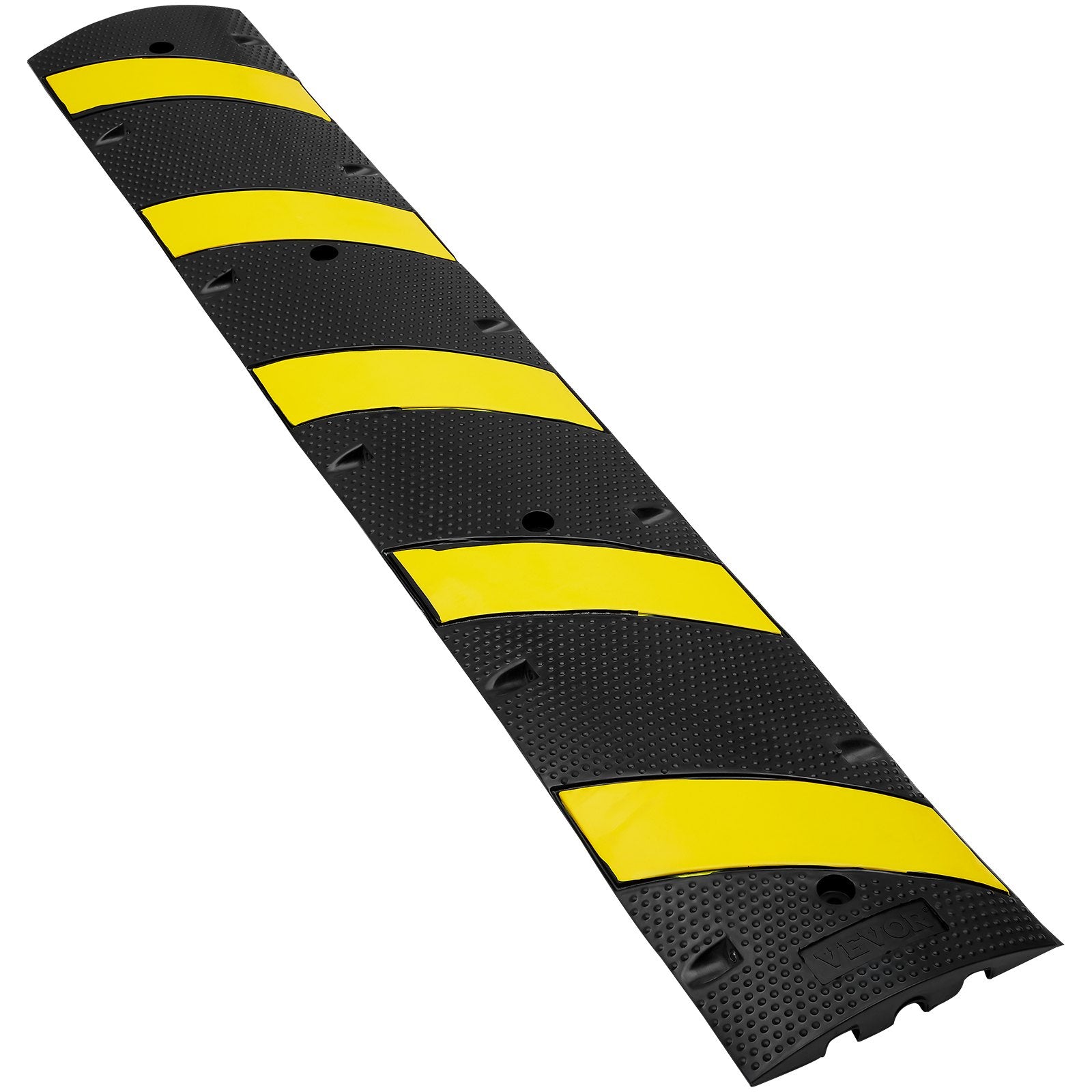 Automotive Decor: VEVOR 6 ft Rubber Speed Hump, 2 Channel, 10000 kg/axle Load Capacity Heavy Duty Traffic Speed Bump, with High Reflective Yellow Strip 4 Expansion Screws and 1 Drill, for Asphalt Concrete Gravel Roads