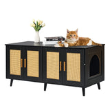 Cat Litter: VEVOR Cat Litter Box Enclosure Wooden Litter Box Furniture Hidden 2 Rooms Black