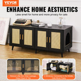 Cat Litter: VEVOR Cat Litter Box Enclosure Wooden Litter Box Furniture Hidden 2 Rooms Black