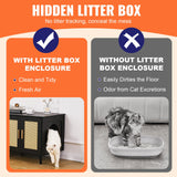 Cat Litter: VEVOR Cat Litter Box Enclosure Wooden Litter Box Furniture Hidden 2 Rooms Black