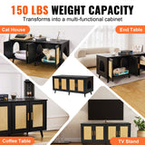 Cat Litter: VEVOR Cat Litter Box Enclosure Wooden Litter Box Furniture Hidden 2 Rooms Black
