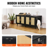 Cat Litter: VEVOR Cat Litter Box Enclosure Wooden Litter Box Furniture Hidden 2 Rooms Black