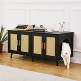 Cat Litter: VEVOR Cat Litter Box Enclosure Wooden Litter Box Furniture Hidden 2 Rooms Black