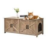 Cat Litter: VEVOR Cat Litter Box Enclosure Wooden Litter Box Furniture Hidden 2 Rooms Greige
