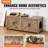 Cat Litter: VEVOR Cat Litter Box Enclosure Wooden Litter Box Furniture Hidden 2 Rooms Greige
