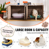 Cat Litter: VEVOR Cat Litter Box Enclosure Wooden Litter Box Furniture Hidden 2 Rooms Greige