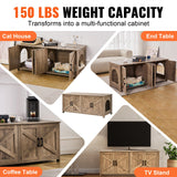 Cat Litter: VEVOR Cat Litter Box Enclosure Wooden Litter Box Furniture Hidden 2 Rooms Greige