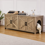 Cat Litter: VEVOR Cat Litter Box Enclosure Wooden Litter Box Furniture Hidden 2 Rooms Greige