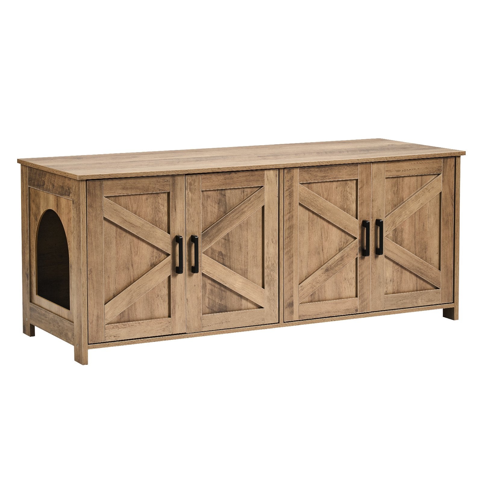 Cat Litter: VEVOR Cat Litter Box Enclosure Wooden Litter Box Furniture Hidden 2 Rooms Greige