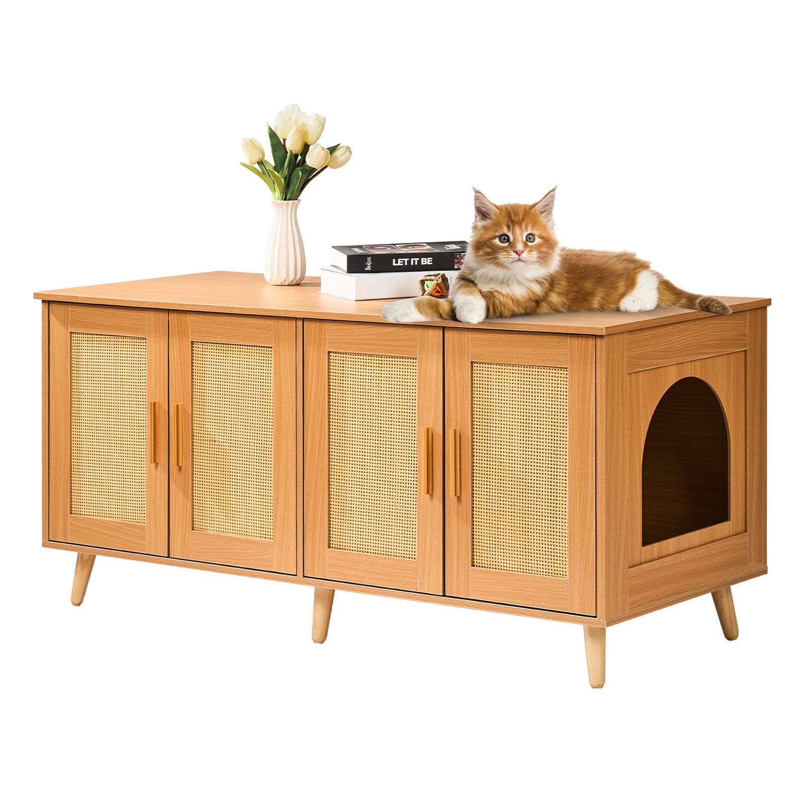 Cat Litter: VEVOR Cat Litter Box Enclosure Wooden Litter Box Furniture Hidden for 2 Cats