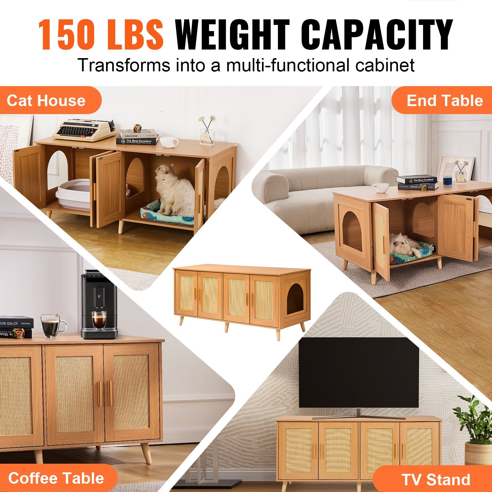 Cat Litter: VEVOR Cat Litter Box Enclosure Wooden Litter Box Furniture Hidden for 2 Cats