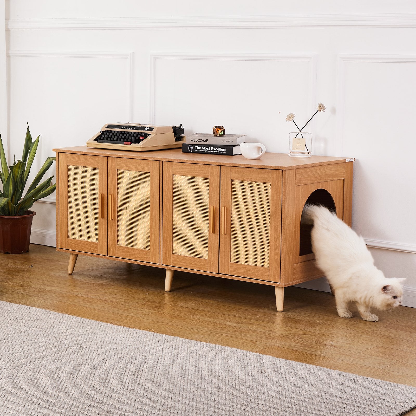 Cat Litter: VEVOR Cat Litter Box Enclosure Wooden Litter Box Furniture Hidden for 2 Cats
