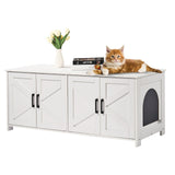 Cat Litter: VEVOR Cat Litter Box Enclosure Wooden Litter Box Furniture Hidden 2 Rooms White