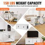 Cat Litter: VEVOR Cat Litter Box Enclosure Wooden Litter Box Furniture Hidden 2 Rooms White