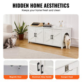 Cat Litter: VEVOR Cat Litter Box Enclosure Wooden Litter Box Furniture Hidden 2 Rooms White