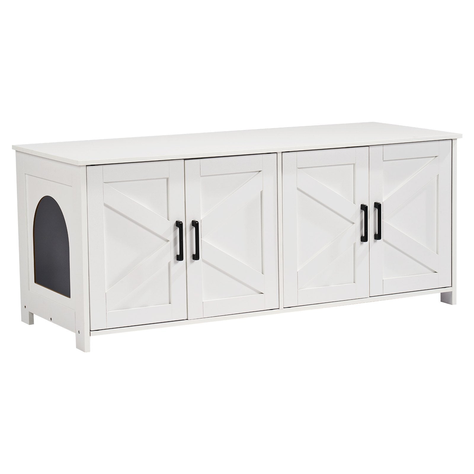 Cat Litter: VEVOR Cat Litter Box Enclosure Wooden Litter Box Furniture Hidden 2 Rooms White