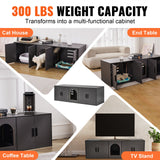 Cat Litter: VEVOR Cat Litter Box Enclosure Wooden Litter Box Furniture Hidden 57.9" Black